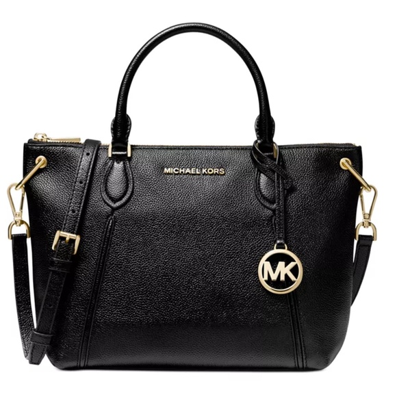 MICHAEL Michael Kors Handbags - Michael Kors Sierra Large Satchel Tote Pebbled Leather Black